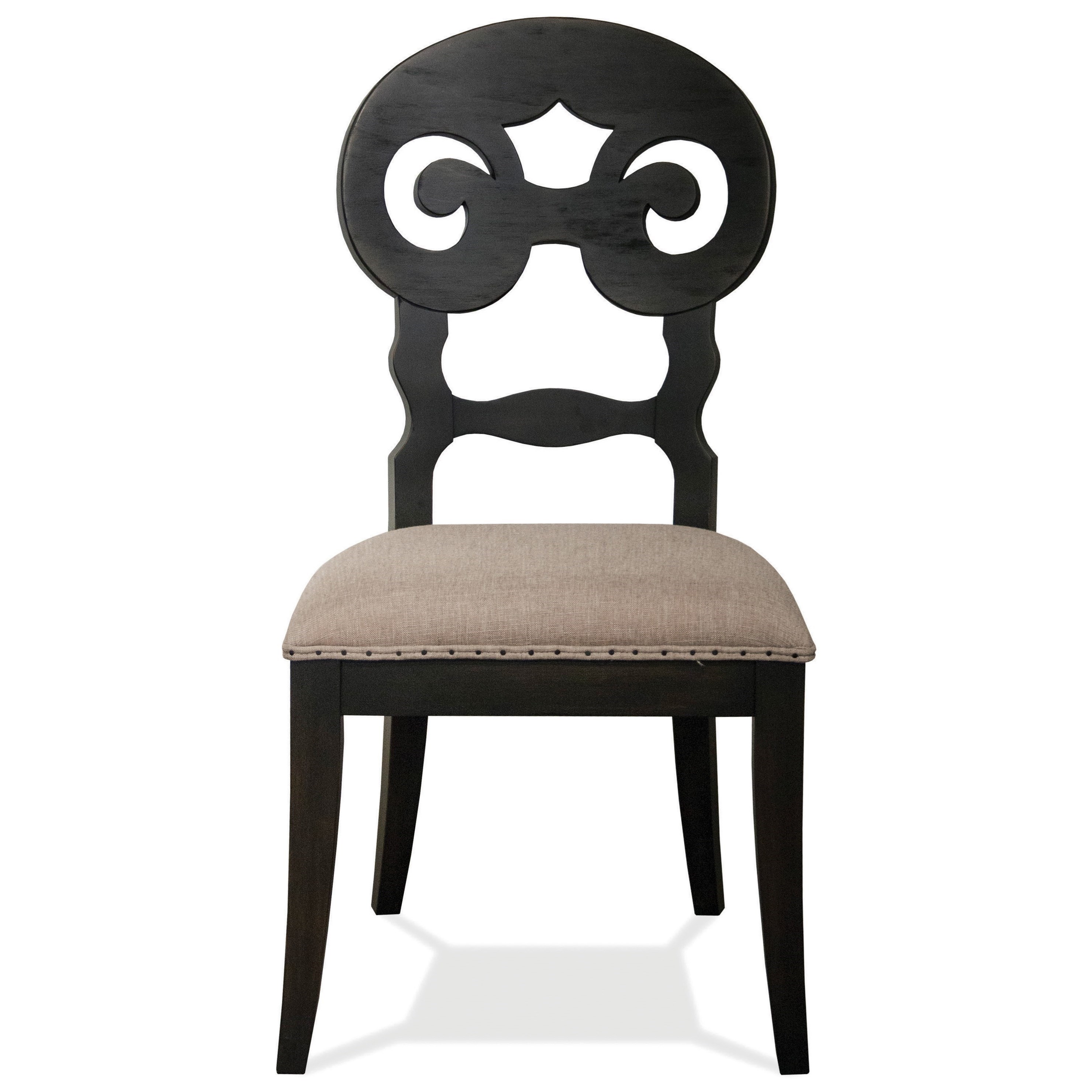 Riverside Furniture MixNMatch Chairs 36652 Scroll Back Upholstered Side Chair in Rubbed Black